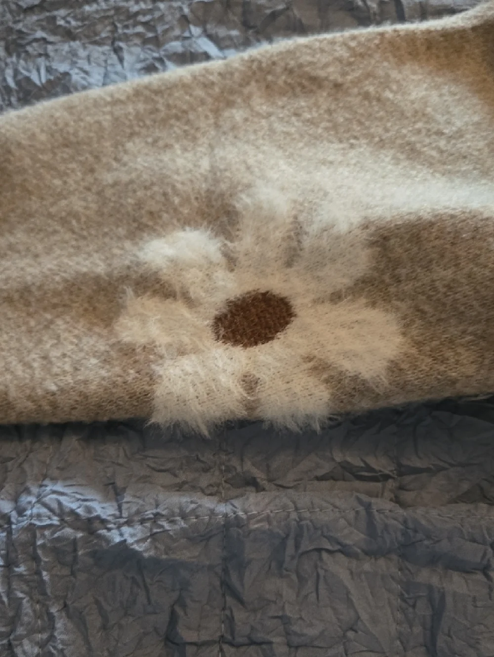 Amazon Taupe Floral Button-Front Cardigan Sweater - Picture 3 of 3